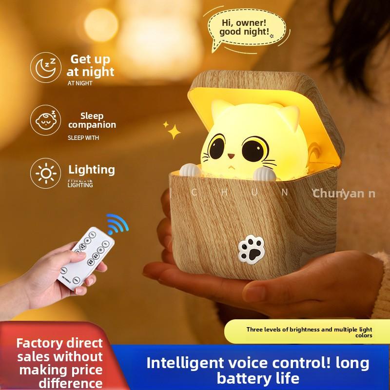 LED Light Cat Night Light Eye Protection 3 Color Modes Voice Control Lamp for 36v/1000mAh 3000mAh