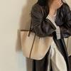 Canvas-Tragetasche mit Kontrastbesatz und langen Trägern, lässige Alltags-Einkaufstasche für Damen, für den täglichen Gebrauch
