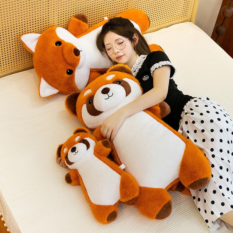 Soft Little Raccoon Plush Doll Fox Doll Pillow Back Cute Long Healing Sleeping Doll