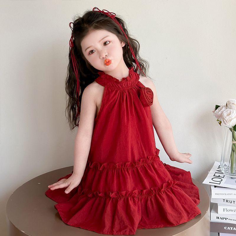 Girls Sleeveless Off Shoulder Princess Dress Fashion Short Skirt Kids 3-8 Years Old