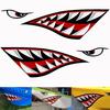 2PCS Shark Tooth Mouth Boat Stickers Waterproof Sunscreen for DIY Fishing Boat Canoe Car Truck Kayak Decals Cover Scratches 3
