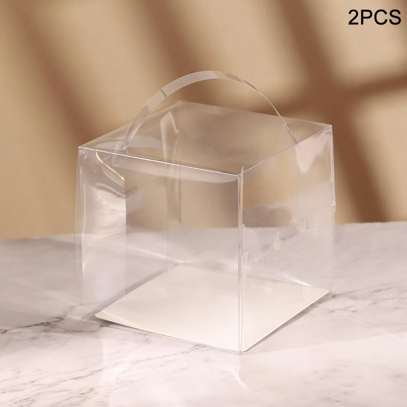 Transparent Cake Box Plastic Dessert Cupcake Packaging Box with Handle Wedding Birthday Party Supplies Gift Wrapping Decoration