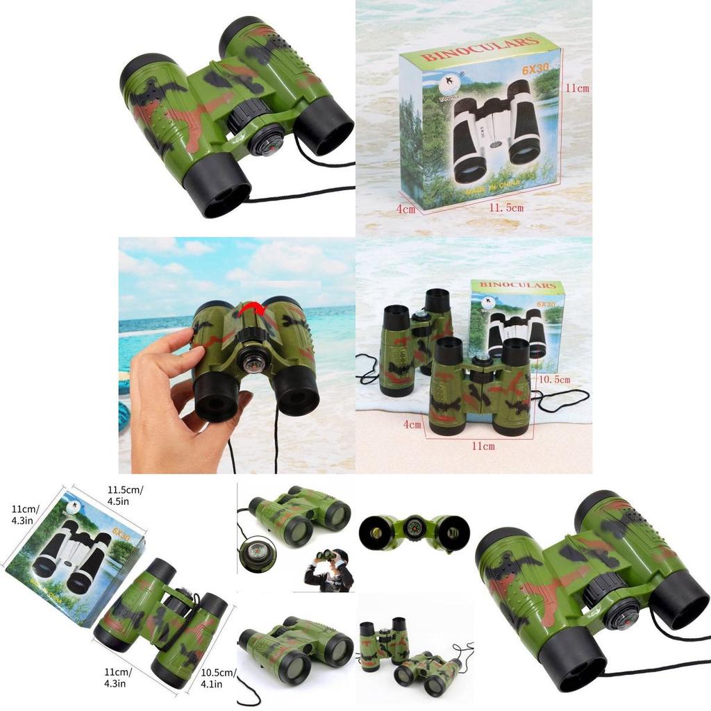Foldable Kids Camouflage Binoculars With Compass For Outdoor Play