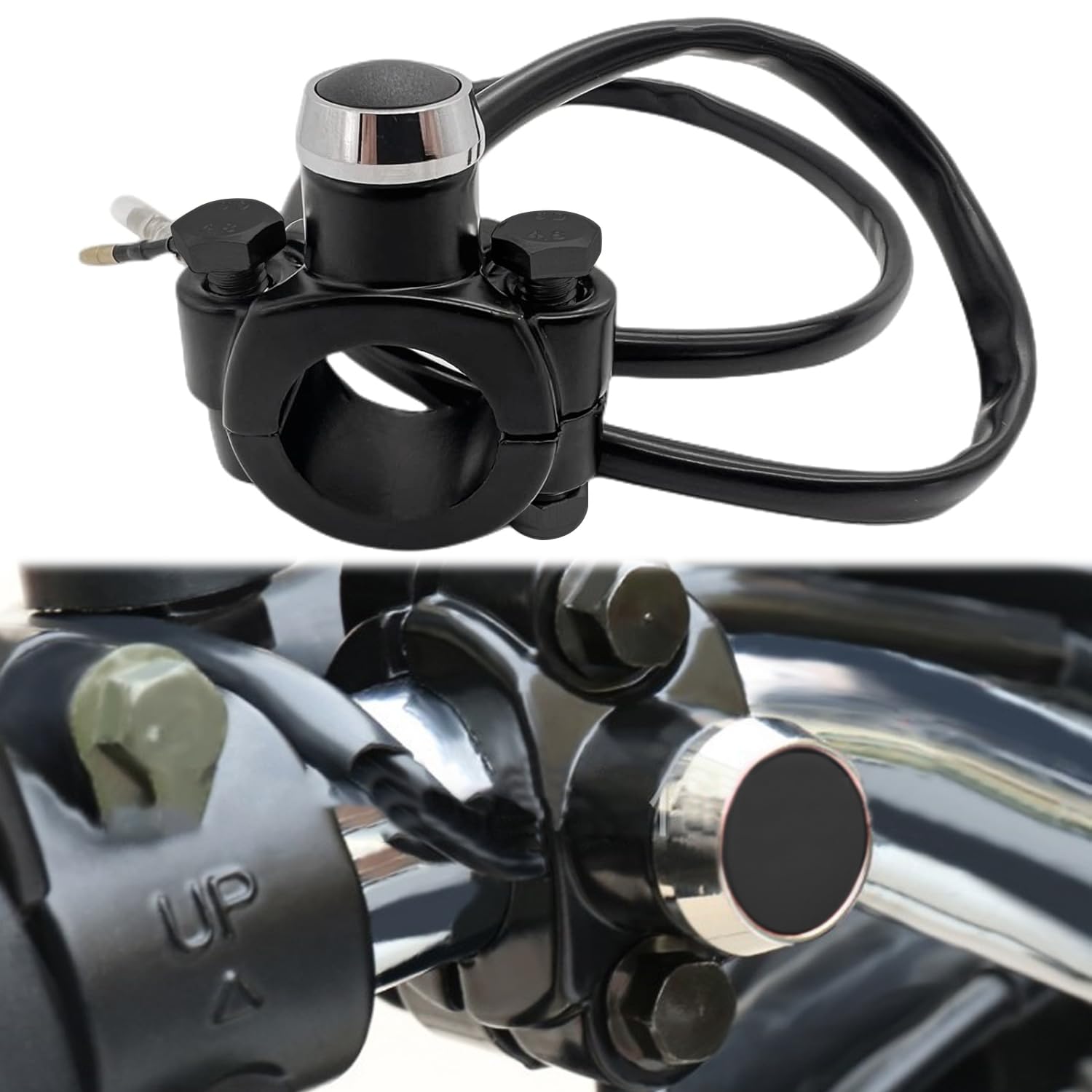 

[REYLNXR] Bike Self-Recovery Switch Accessories Customized Switch Start Stop Horn Power Switch with Aluminum Alloy Base (Product Contents: Black