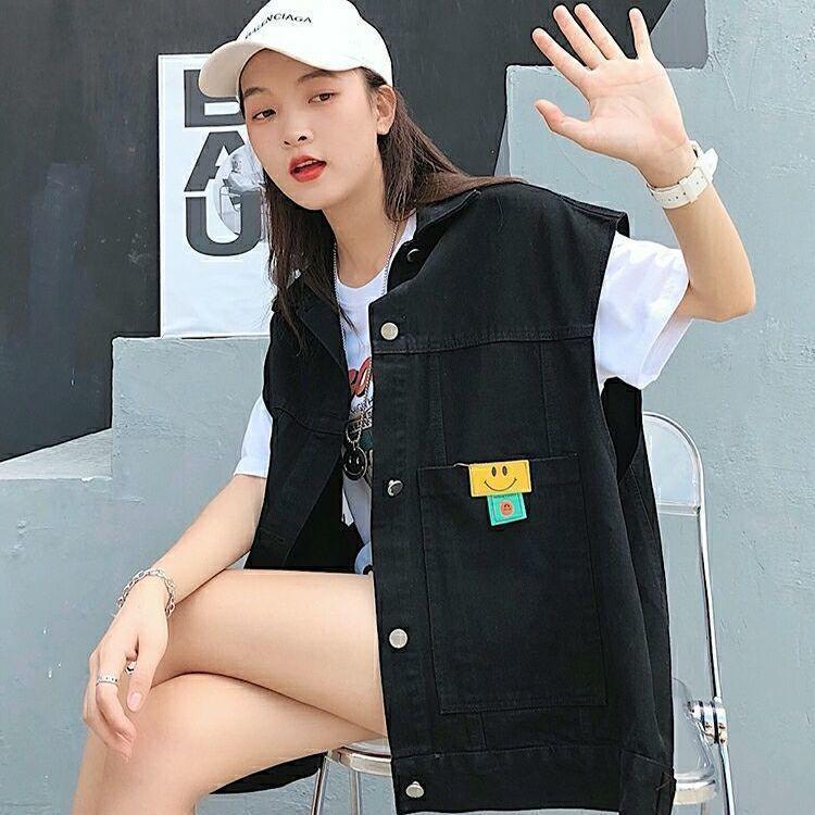 Denim Vest Women Spring and Autumn New Korean Version Retro Loose Vest Jacket with Pocket
