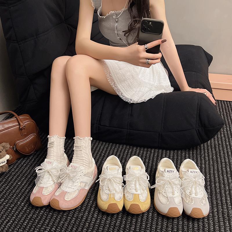 Fashion 2025 Spring New Bow Personality Fashion Casual Mesh with Comfortable Breathable Women's Shoes