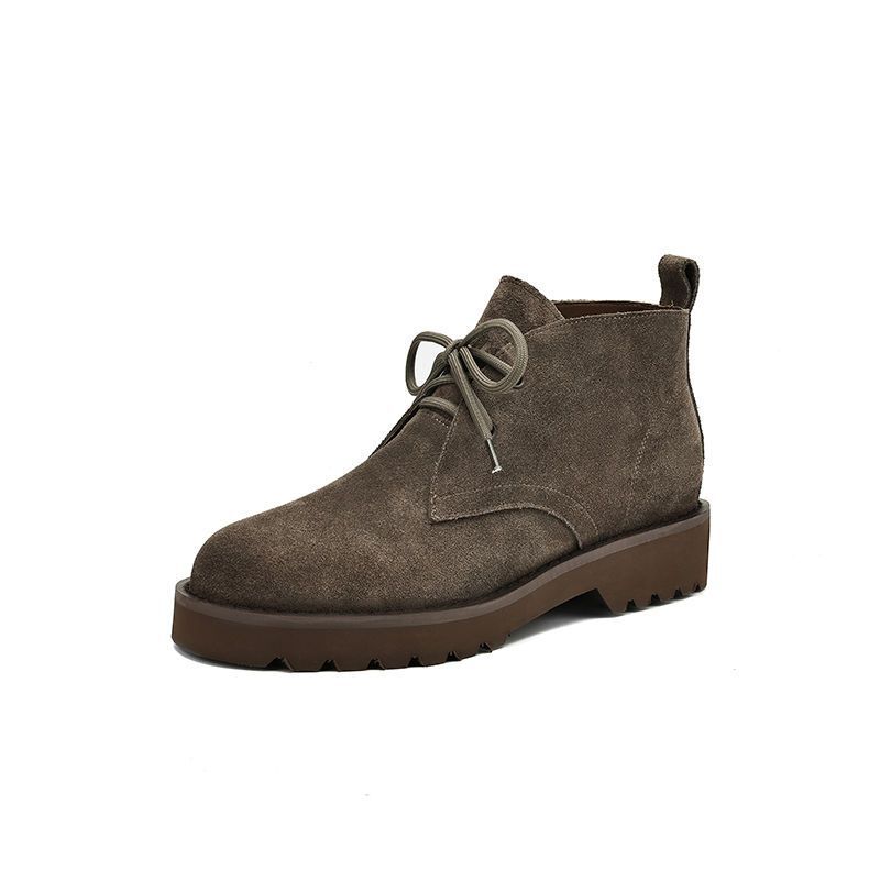 2025 New Lace-up Short Boots Women's Spring and Autumn Single Boots Thick Heel Loafers Platform and Bare Boots British Martin Boots