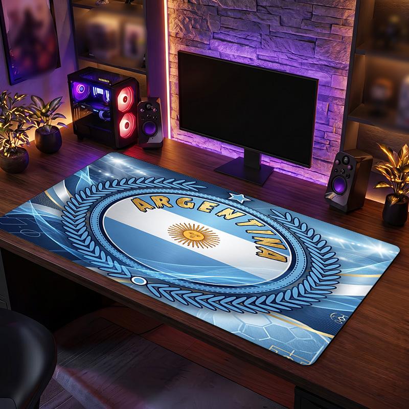 Tappetino Mouse Scudo Calcio Argentina, Tappetino da Scrivania Esteso Antiscivolo in Gomma per Gaming Ufficio Laptop Regalo per Fan
