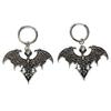 Gothic Retro Silver Color Engraved Bat Dangle Earrings for Women Men Dark Punk Hoop Earrings Halloween Vampire Witchy Jewelry