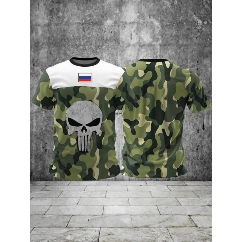 Чоловіча футболка з 3D-друком, коротким рукавом, круглим вирізом, пуловер, повсякденний топ