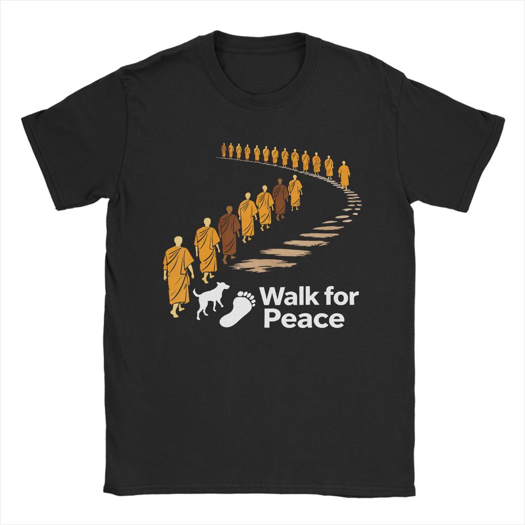 Mens Buddhist Monks Walk For Peace Aloka Dog T Shirt Cotton Clothing Novelty Short Sleeve Crew Neck Tees Gift Idea TShirt