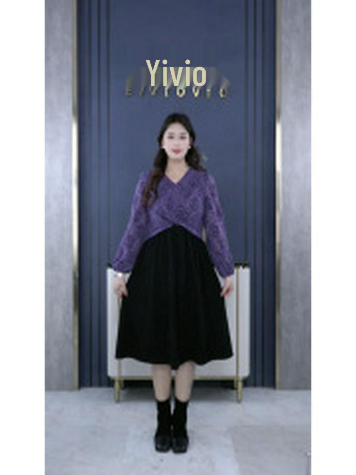 Spring Luxe Lace Jacquard Velvet Plus Size Dress for Women