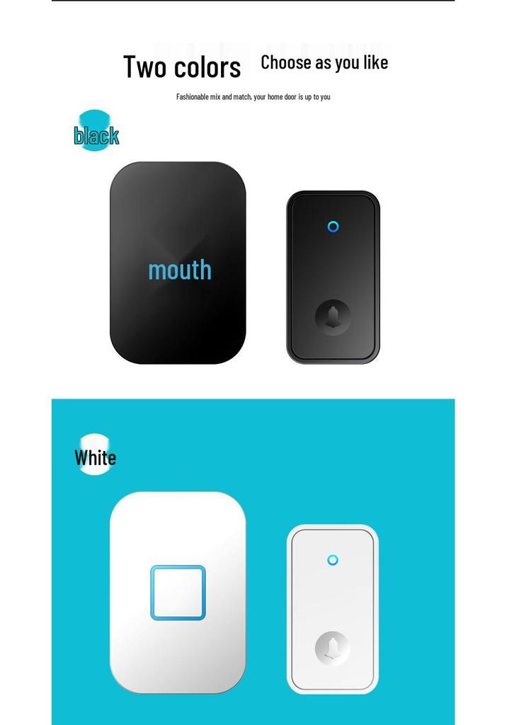 Wireless Doorbell Kit: One Transmitter, Two Long-Range Receivers, Waterproof, Smart Self-Powered, Ideal for Elderly Call.