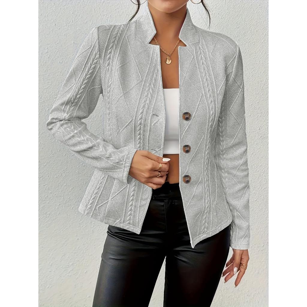 Jacket Long Sleeved Ladies An Elegant Single Breasted High Necked Jacket Suitable For Casual Wear In Spring And Autumn