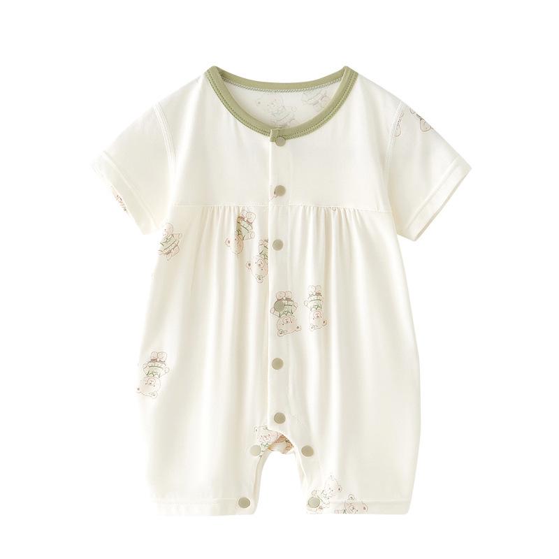 Cheng Bao Summer Baby Bodysuit Short Sleeve Modal Newborn Romper Pajamas