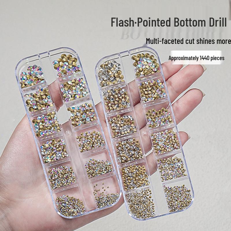 

Wen Jingling Style Japanese Nail Art: Pointed Glass Rhinestone Decorations