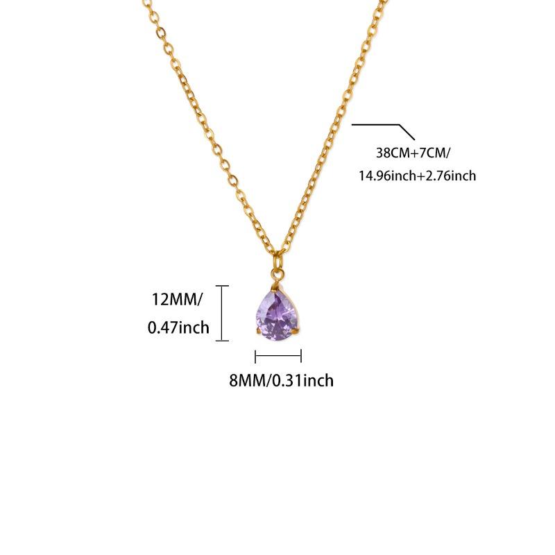 Jewelry Pear Shaped Water Drop Zircon Moon Birthstone Birthstone Necklace Plated 1 Gold Clavicle Chain Stainless Steel