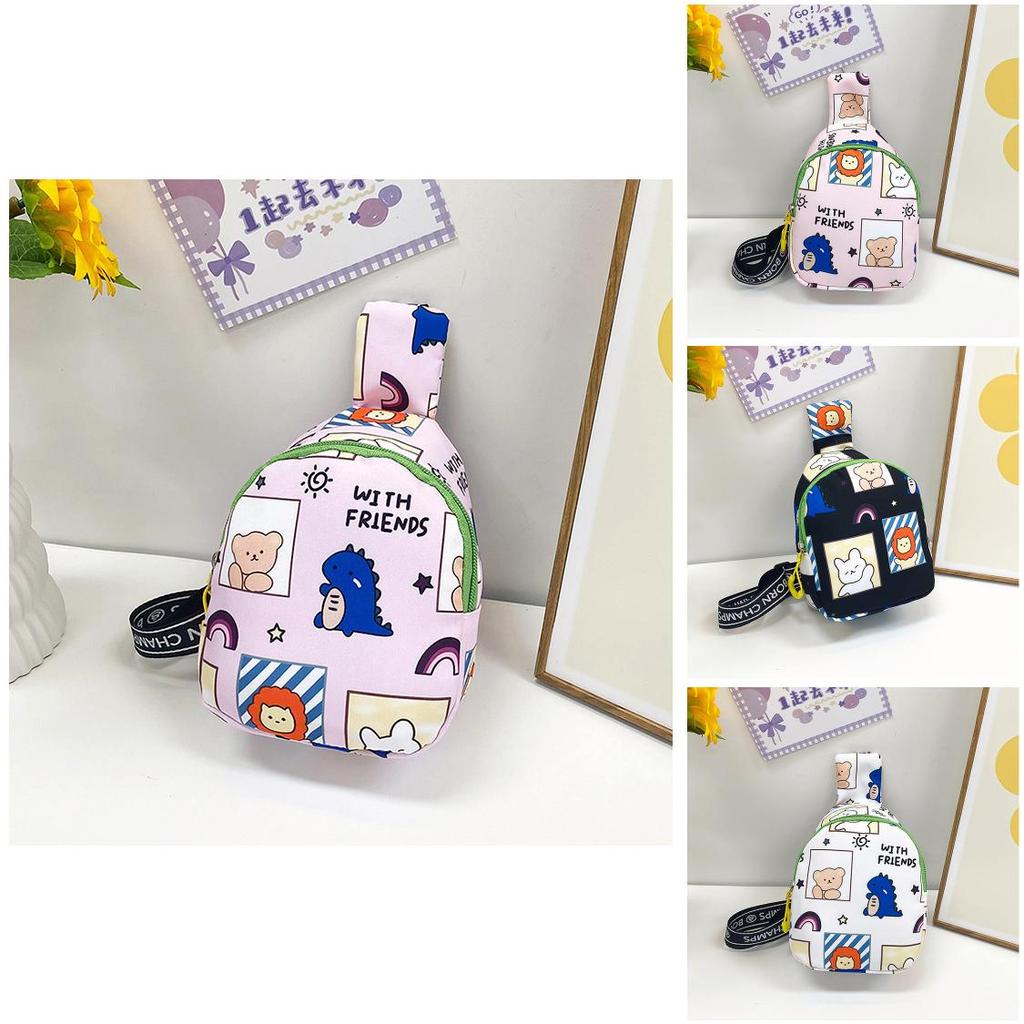 Adorable Cartoon Kids Chest Bag For Boys And Girls Lightweight Nylon School Bag