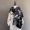 Vintage Ginkgo Leaf Jacquard Scarf Women Thick Warm Faux Cashmere Neck Scarf