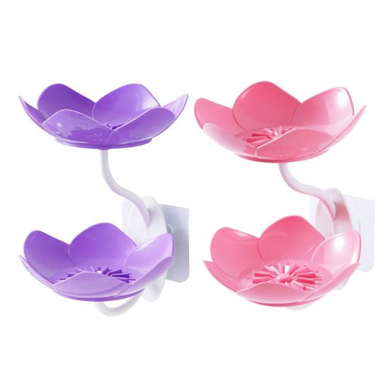 2/4Pcs Soap Box Double-Layer Design Suction Cup Soap Rack No Drilling Installation
