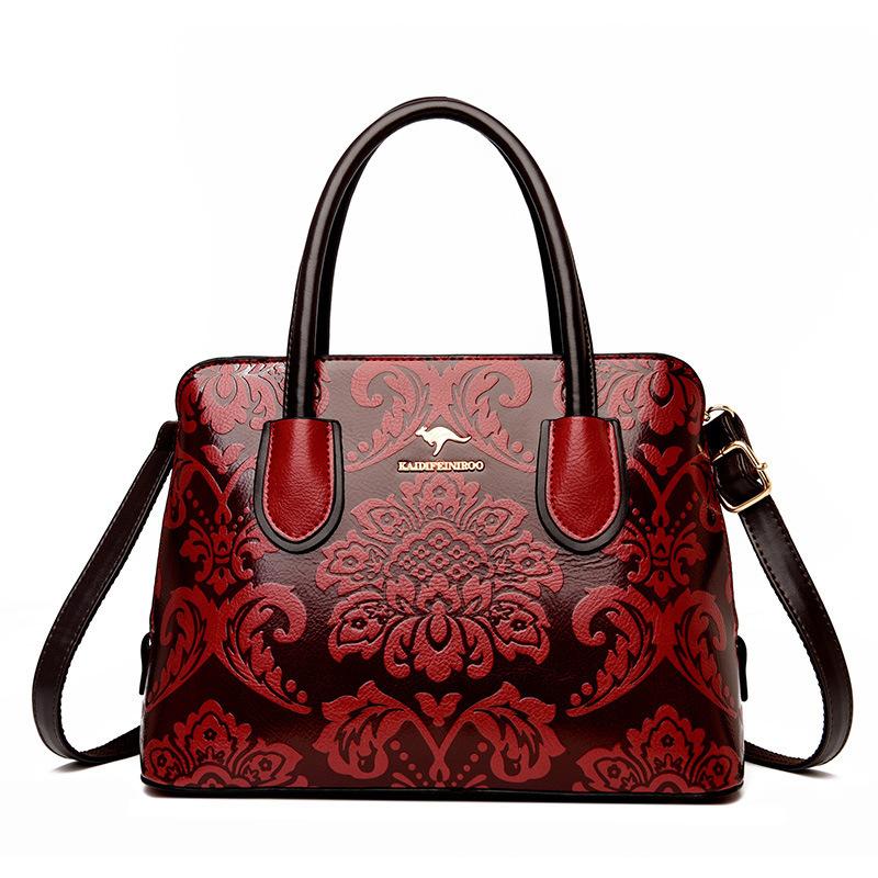 Large-capacity Tote Bag for Ladies, Embossed Handbag, Retro Mom Bag