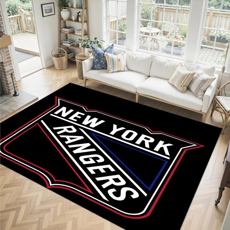 New York Rangers Design Crystal Velvet Carpet Cozy Non?Slip Printed Rug For Bedroom Living Room Entrance