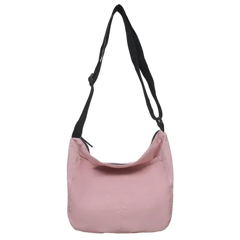 

Нейлоновые молния молодежные женские сумки через плечо повседневные сумки через плечо базовые стильные сумки розовый