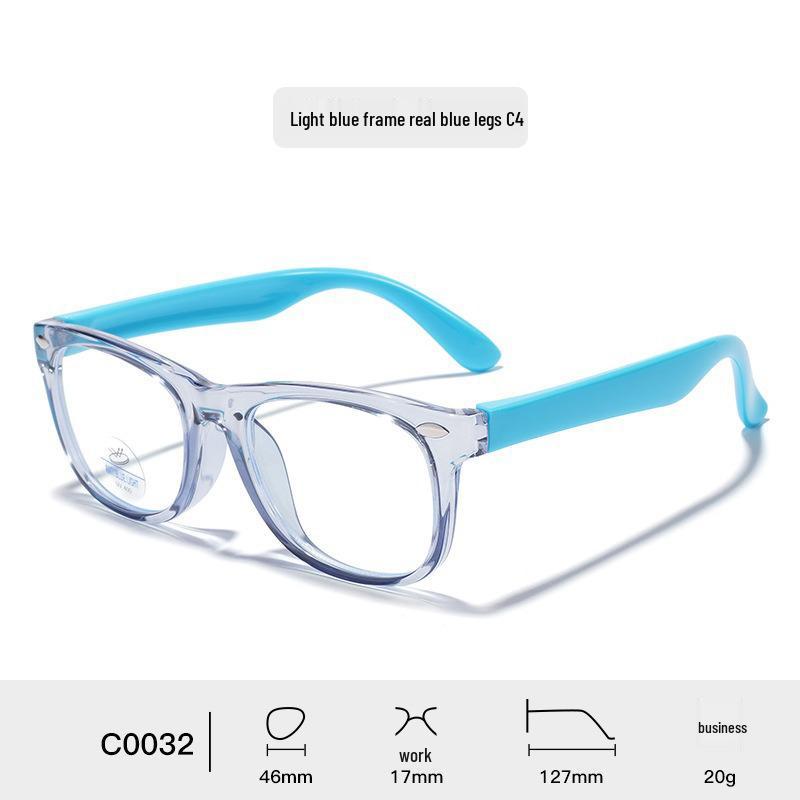 Kids' Color Block Silicone Blue Light Protection Eyeglass Frames - Rivet Design, Lens Compatible.