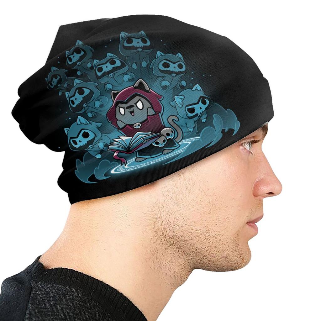 Nekomancer Cat Skullies Beanies Caps For Unisex Women Unisex Cool Winter Warm Knitted Hat Adult Satanic Gothic Witch Bonnet Hats