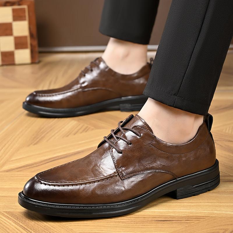 Leather Shoes Men's Autumn New Soft-soled Men's Casual Shoes  Dress Single Shoes Groom Wedding Shoes