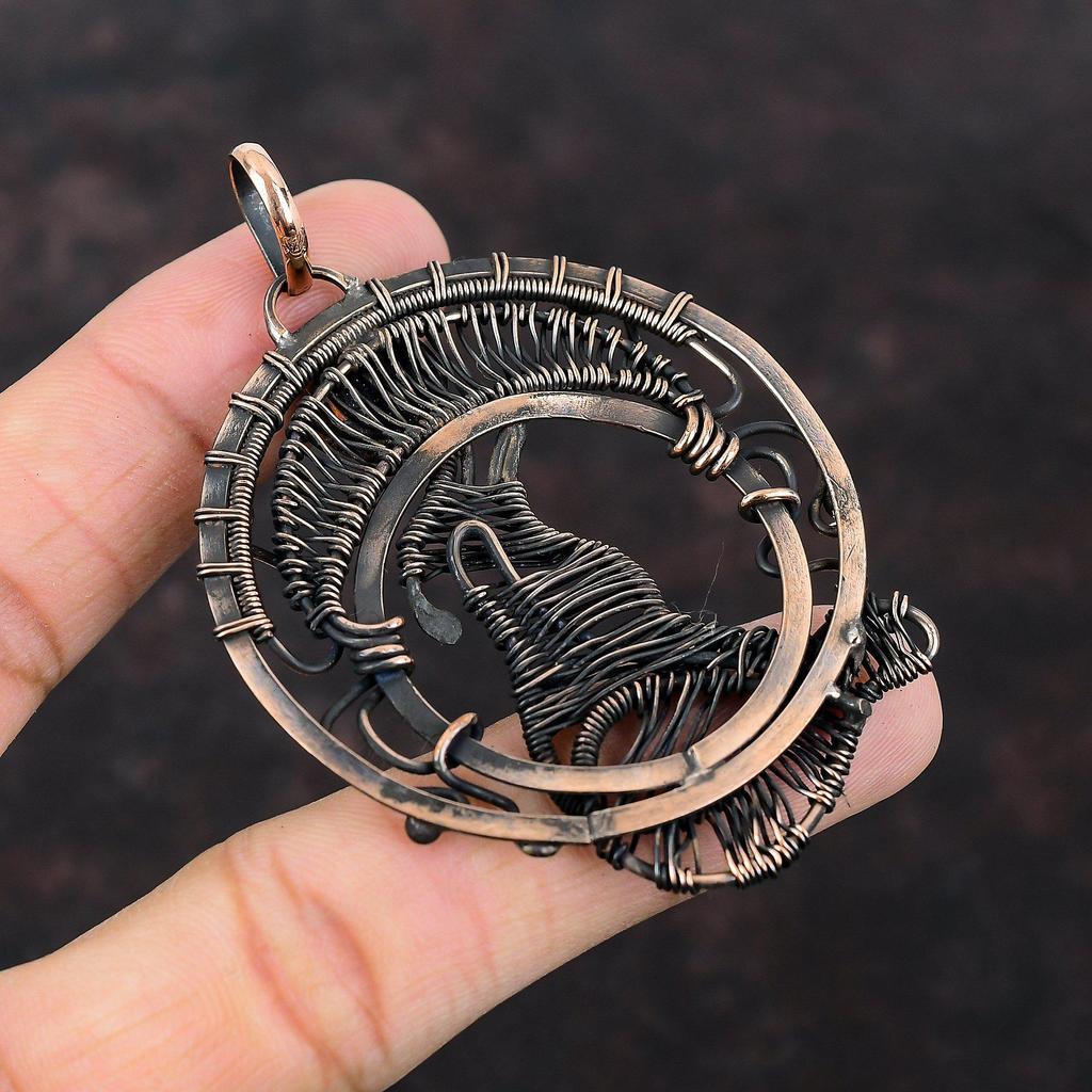 Blue Sunstone Pendant Copper Wire Wrapped Gemstone Pendant Antique Jewelry Dog Pendant Handmade Stylish Pendant Copper Wire Jewelry For Gift