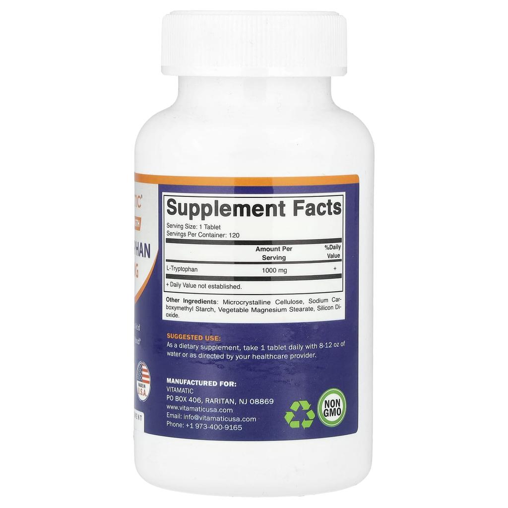 L-Tryptophan, Double Strength, 1,000Mg, 120 Tablets