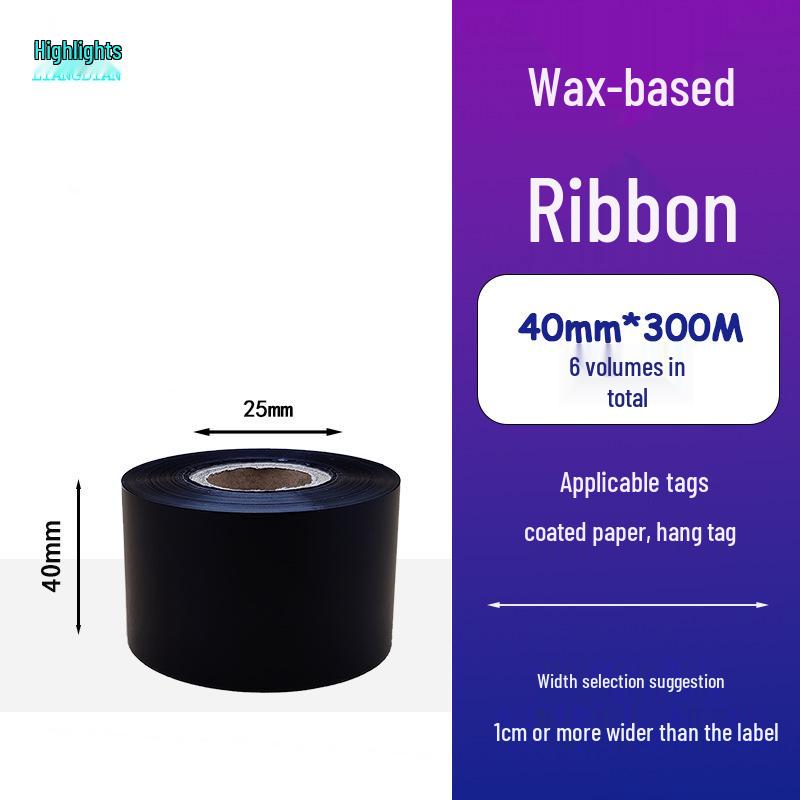 Hybrid Wax-Based Carbon Ribbon Roll for Printer Label Paper, Full Resin 80mm x 60m