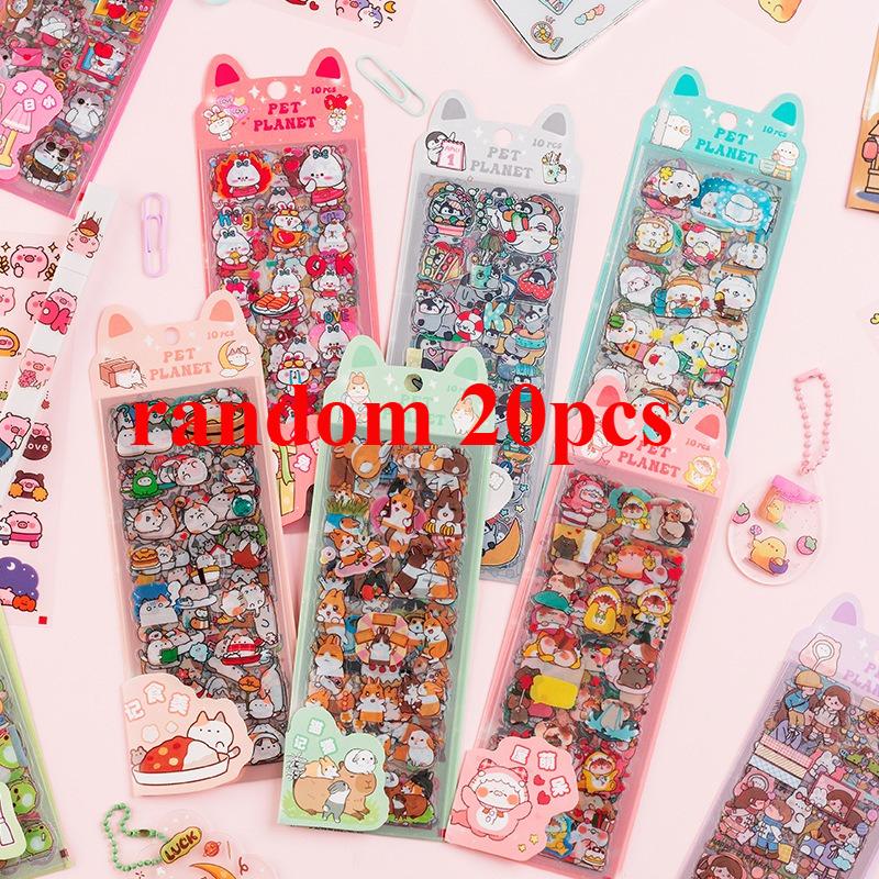 Pet Planet Series Waterproof Pvc Children'S Creative Stickers, Cartoon Cute Stickers, Planner Material Package Gifts