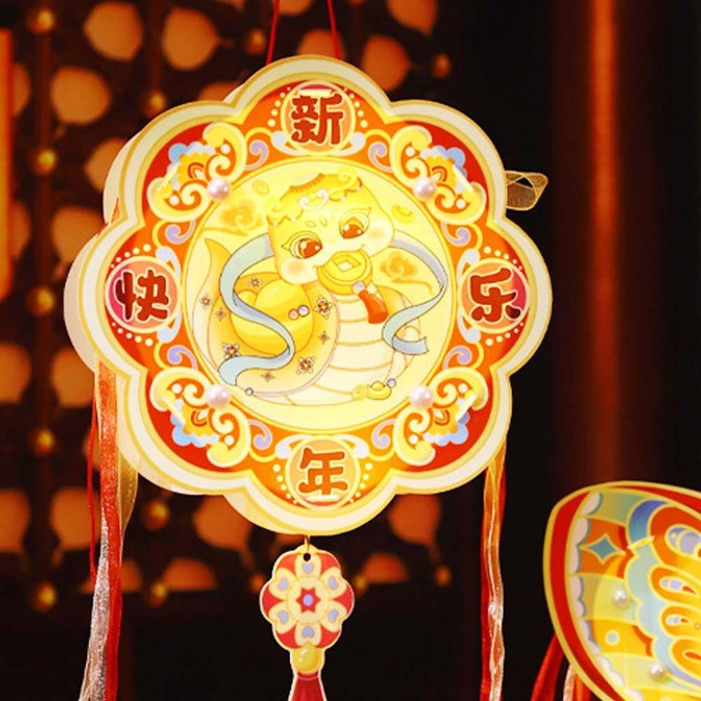 Traditional 2025 Snake Year Portable Lantern PVC Children Handheld Lantern  Mid-Autumn Festival