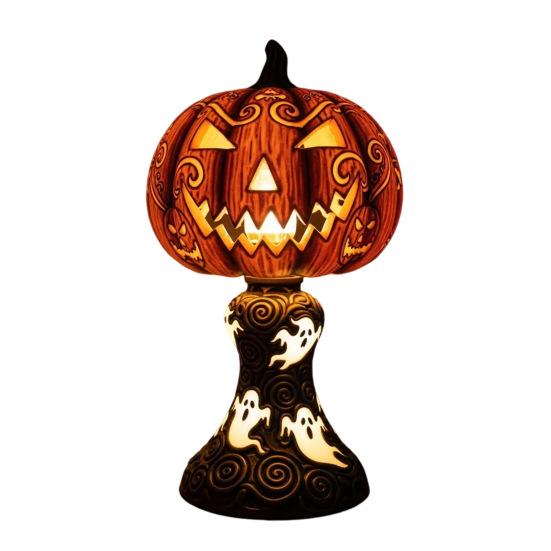 Pumpkin Night Light Halloween Horror Skeleton Ghost Witch Pumpkin Lantern Resin LED Tabletop Lamp for Gothic Room Desk Decorr