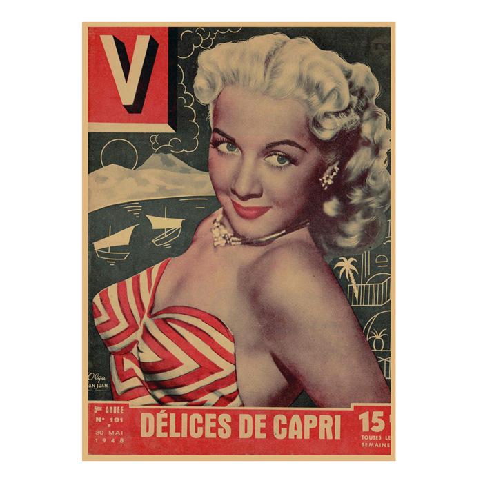 Vintage Sexy Beauty Star Illustration Wall Poster for Bar or Cafe