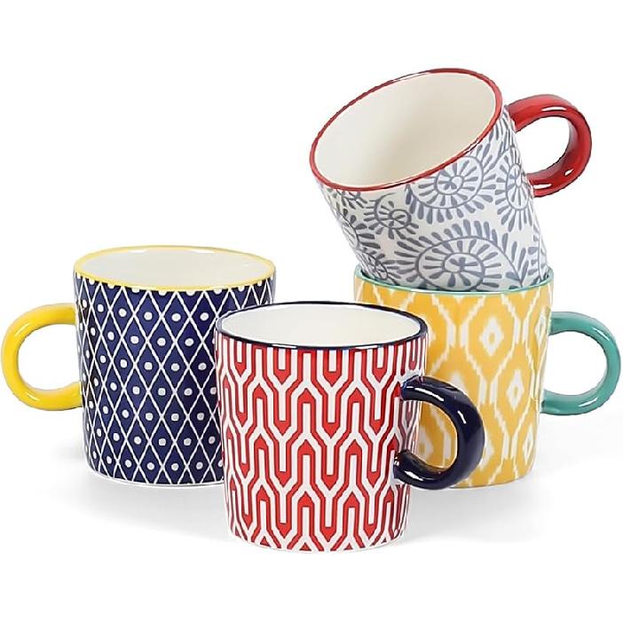 

Selamica Ceramic 3.5 Oz Espresso Cups, Espresso Mugs 2.5 Inch Demitasse Cups, Mini Coffee Cups for Latte Mocha Lungo Tea, Set of 4, Vintage Blue 3.5 oz