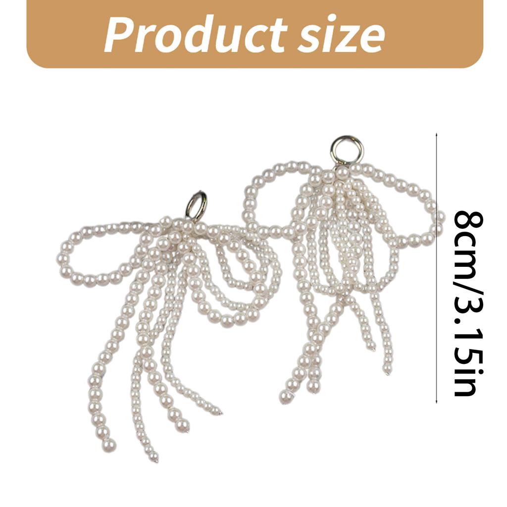 Sweet Pearls Beaded Bowknot Shoe Charm Shoelaces Clip Decorative Pendant for Girl Women Casual Shoes Easy to Use