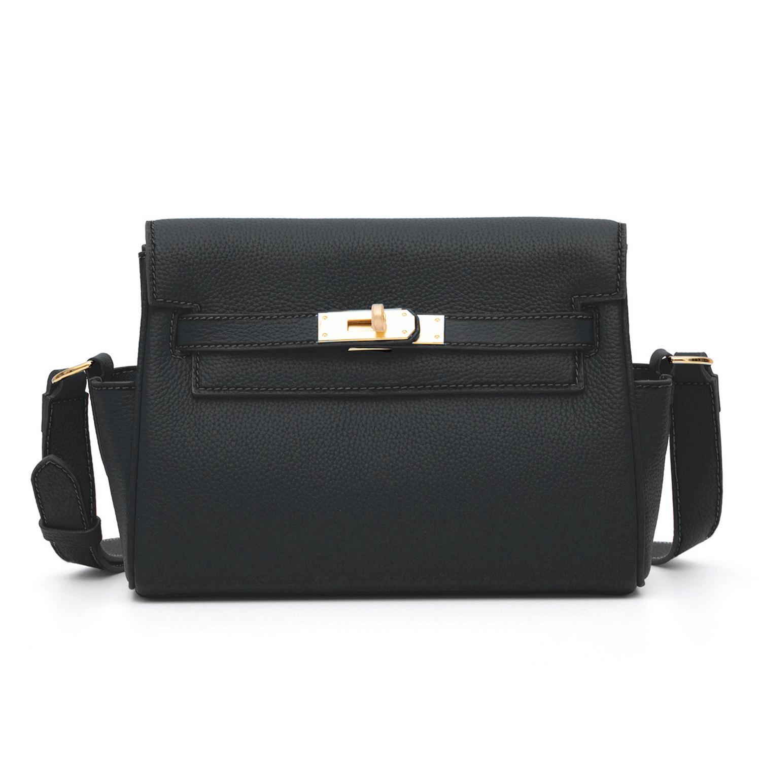 

Первый слой коровьей кожи сумка женская ретро почтальон сумка плечо сумка-седло Tide чёрный