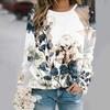 Women's casual and fashionable round neck long sleeved printed T-shirt