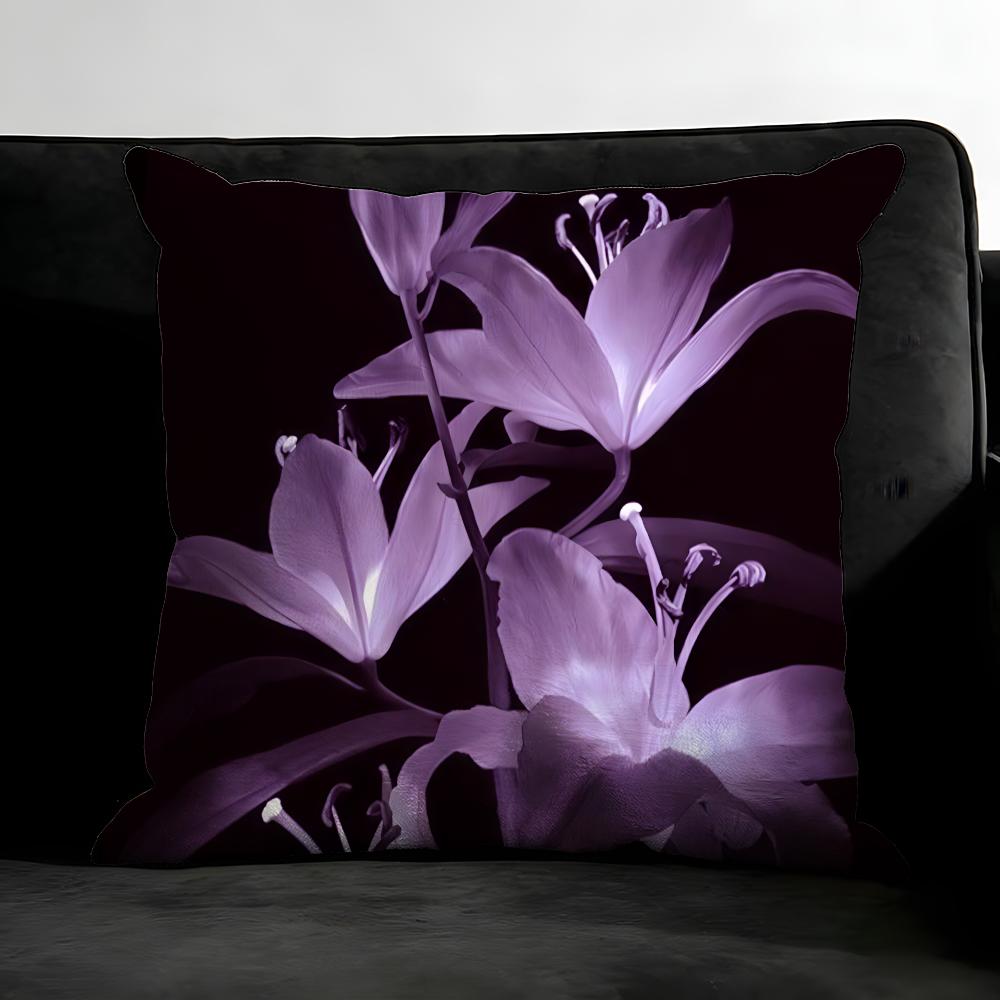 Lily Orchid Flower Fashion Cushion Cover Pillowcase Ultra Soft Skin Friendly Fabric Cloud Like Comfort & Concealed Zipper