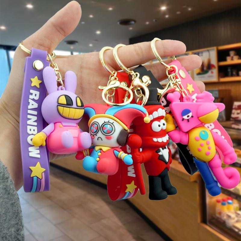 Magical Digital Circus Keychain Colorful Cartoon Rubber Bag Charm Cute Accessories