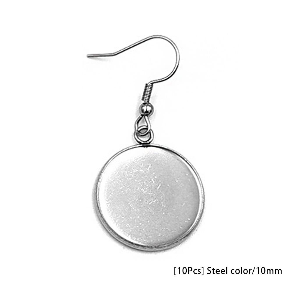10 Stück Ohrring Selbstmontage Mehrgrößen Fassungen Flacher Boden Anhänger Rohling Basis Haken Schmuckherstellung Tablett Zubehör Geschenke