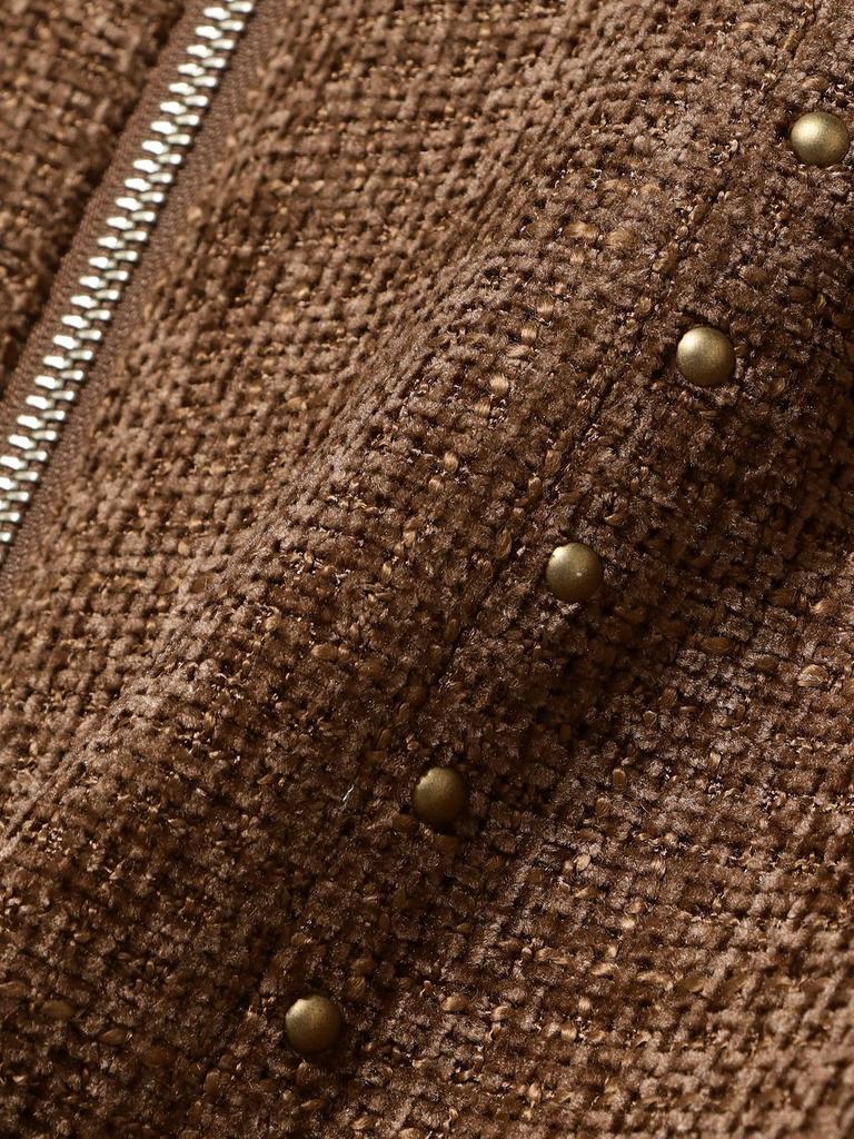 Ray Beams Women's Tweed Studded Sleeveless Dress, Brown