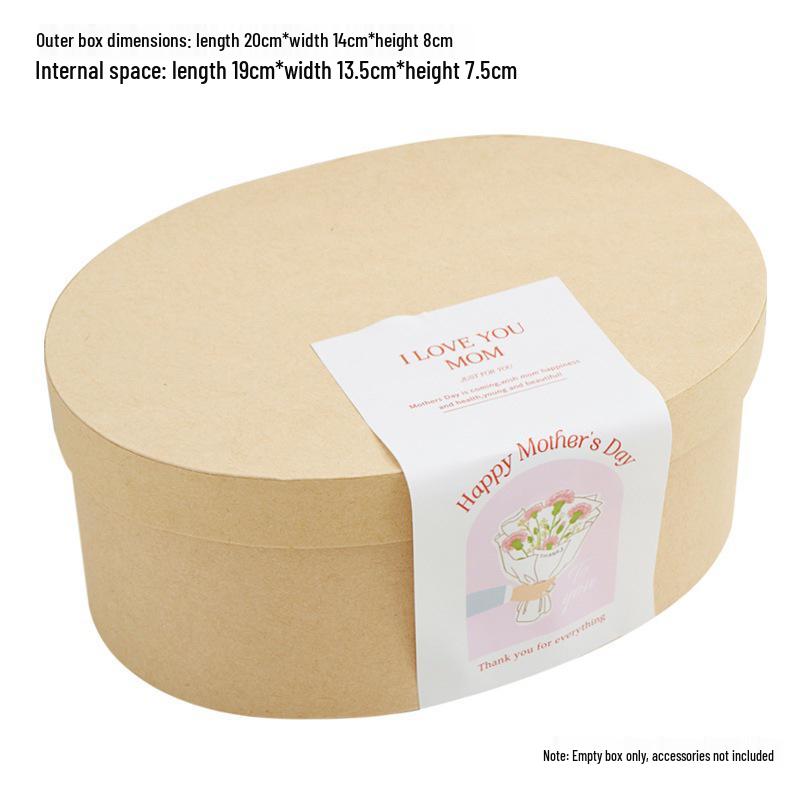Scatola Regalo Ovale in Carta Kraft per Capodanno e Festa degli Insegnanti, Souvenir e Confezionamento per Dolci, Scatola Vuota