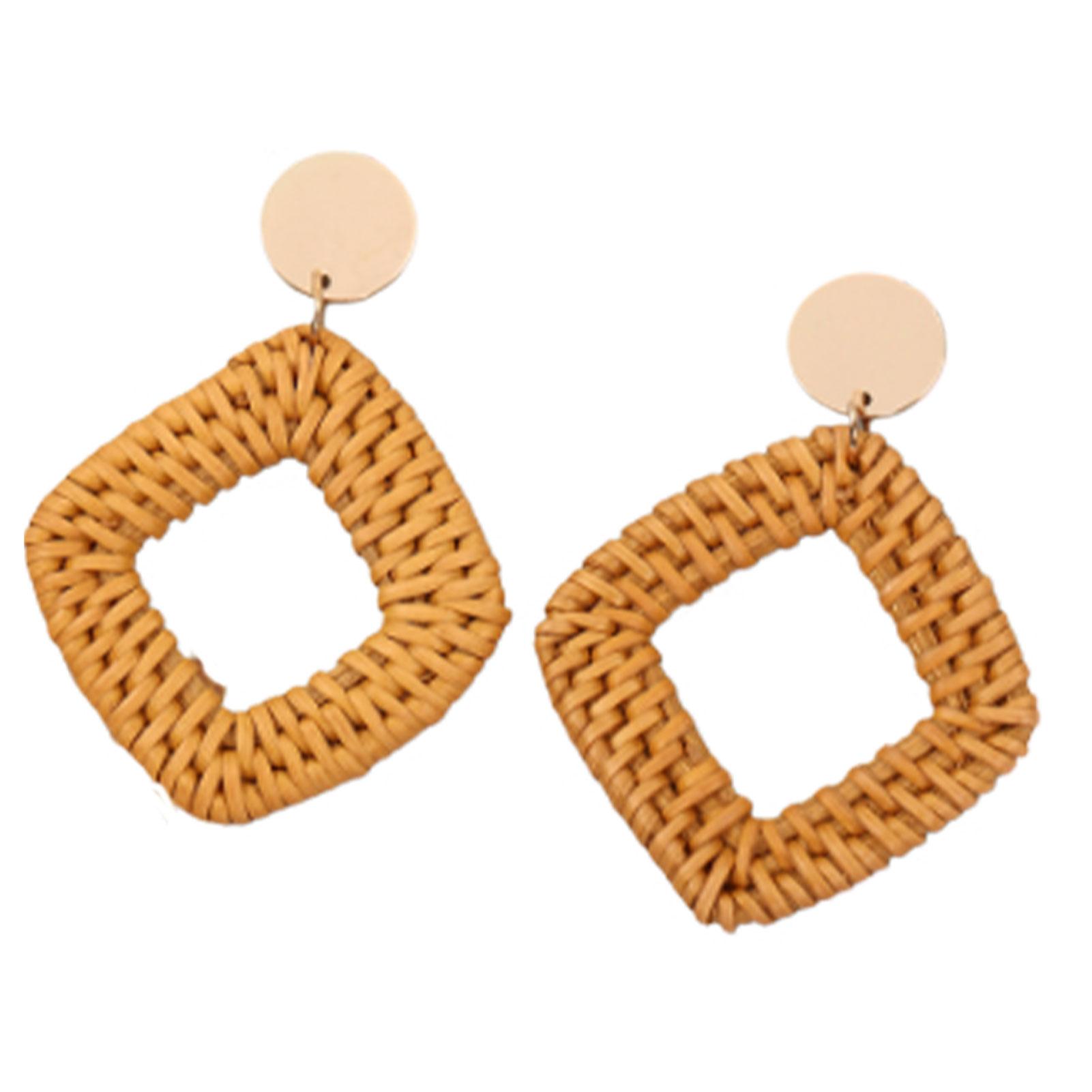 

Классические плетеные изделия из ротанга Западные серьги Богемный стиль Геометрическая подвеска Удобные Привлекательные украшения для женщин девушек