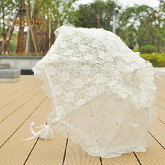 Umbrelă de broderie din dantelă de epocă, mâner lung, umbrelă decorativă ușoară, petrecere de nuntă, dans de mireasă, performanță, umbrelă de soare, recuzită pentru fotografie