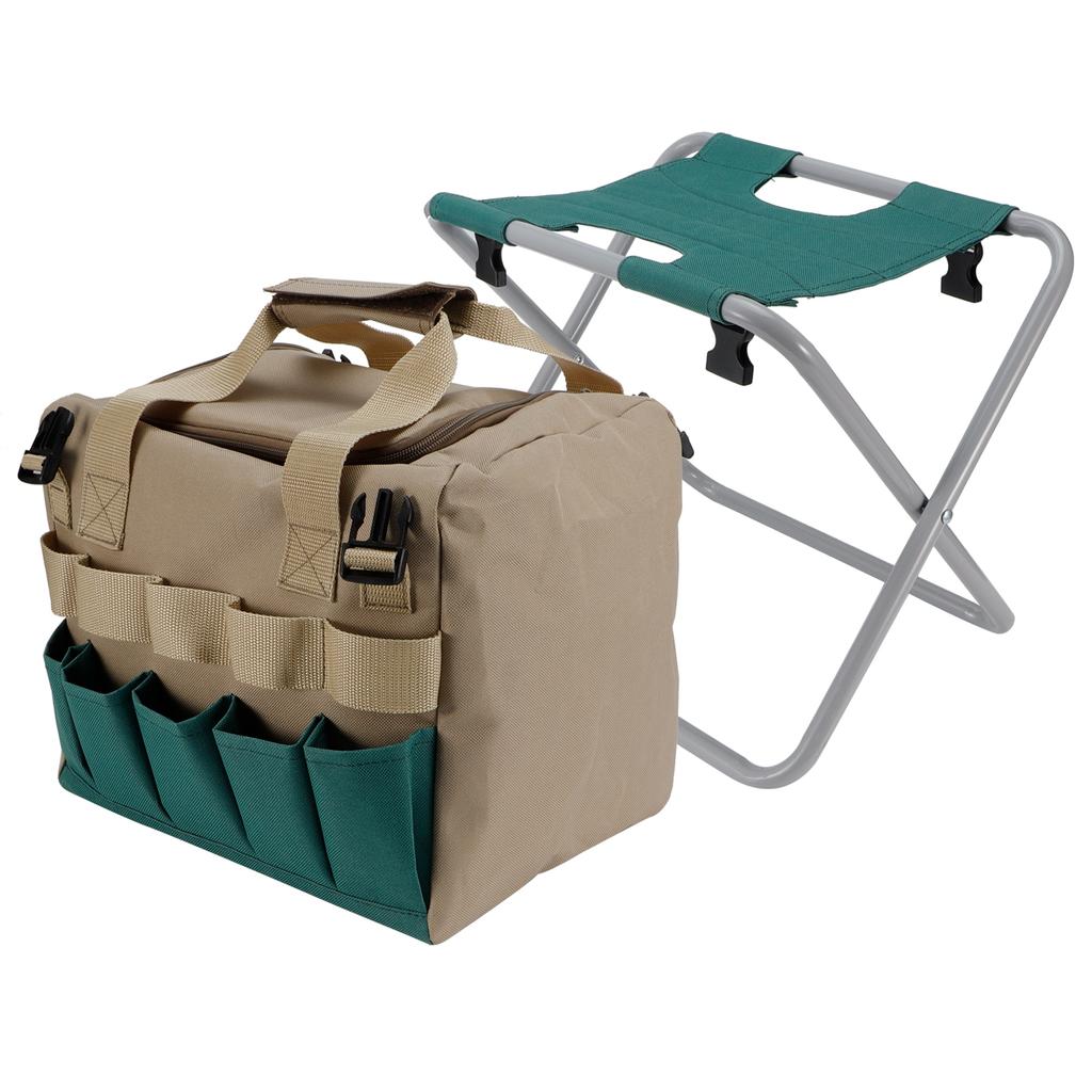 Multifunction Portable Folding Garden Stool Chair with Tool Bag for Outdoor Camping Supplies