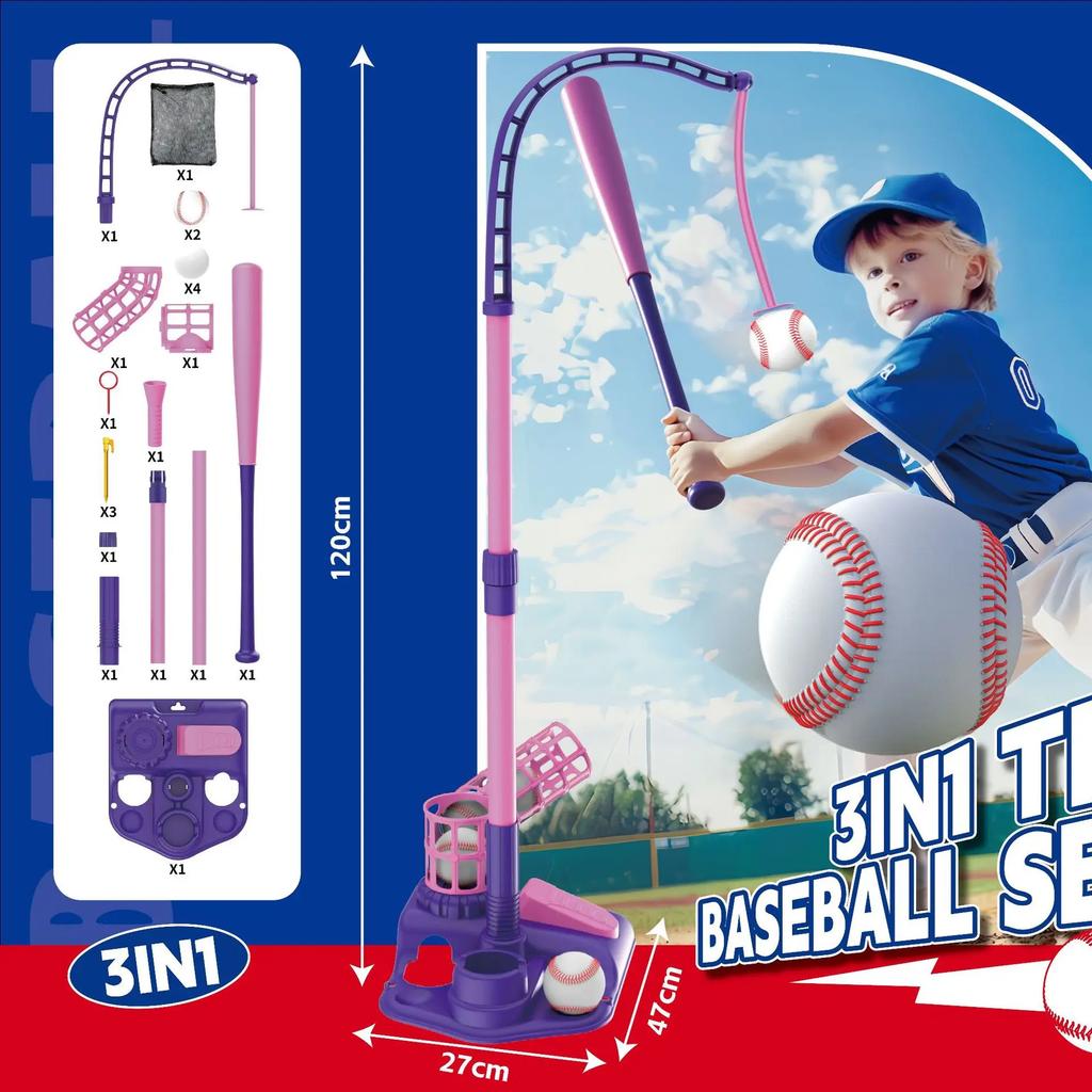 Non-Toxic Baseball Game 3 In 1 Catapult Launcher Adjustable Height Train Children Parent-Child Interactive Outdoor Sport Toy For Children Gift